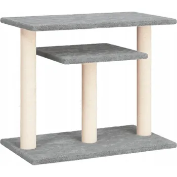 Škrabadlo pro kočky s platformami a sloupkem ze sisalu, 60x34,5x62,5 cm, světlé