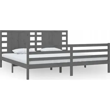 Postel Rám postele 200x200 cm z masivního borovicového dřeva, šedá, 205,5x205,5x69,5 cm