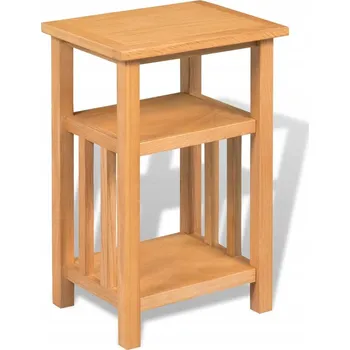 Konferenční stolek Dřevěný stolek z masivního dubu s poličkami, hnědý 27x35x55 cm