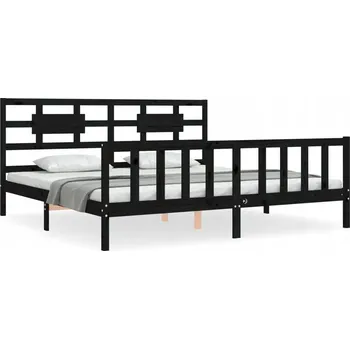 Postel Černá postel z masivního borovicového dřeva 205,5 x 205,5 x 100 cm