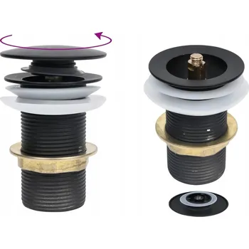 Sifon Zátka klik-klak bez přepadu, černá, zinek/mosaz, 6,4x6,4x9,1 cm