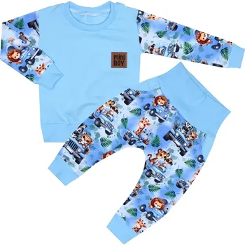 Tepláková souprava - ZOO v autíčku (bez kapuce) Velikost: 122