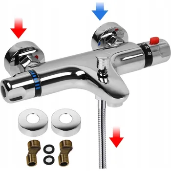 Vodovodní baterie TERMOSTATICKÁ VANOVÁ A SPRCHOVÁ BATERIE NA ZEĎ | KOUPELNOVÝ TERMOSTAT