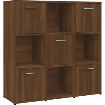 Knihovna Knihovna s 9 přihrádkami, hnědý dub, 90 x 30 x 90 cm