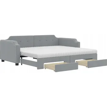 Zahradní lehátko Rozkládací lehátko s šuplíky, světle šedé, 213 x 100 x 66,5 cm