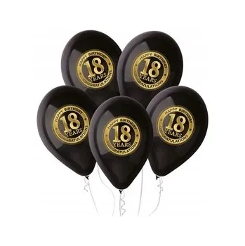 Balónek Balónky s potiskem Ge.Ma.R. 18. narozeniny černo-zlaté 30 cm 5 ks