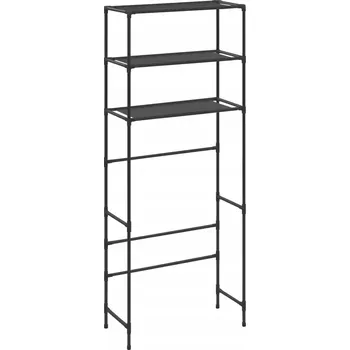 Koupelnový nábytek Regál nad pračku, 3-úrovňový, nerezová ocel, černý, 69x28x169 cm