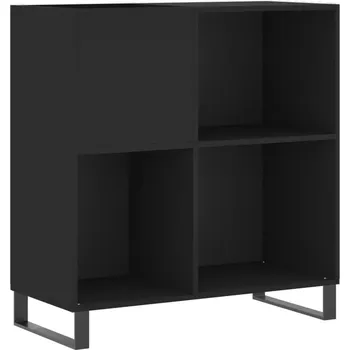 Komoda Skříňka na vinylové desky z dřevotřísky, černá, 84,5x38x89 cm