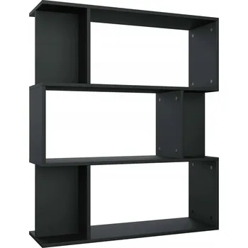 Knihovna Regál z dřevěného materiálu s 9 přihrádkami, černý, 80x24x96 cm