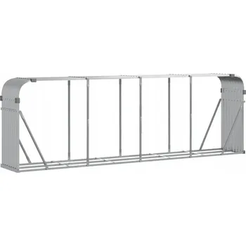 Stojan na palivové dřevo s hákem, ocel pozinkovaná, 300x45x100 cm, stříbrný