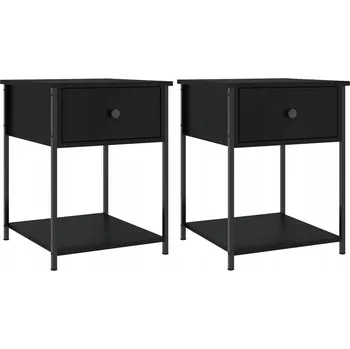 Noční stolek Elegantní noční stolky z dřevěného kompozitu, černé, 44x45x58 cm