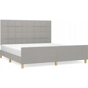 Postel Rám postele s čelem, světle šedá, 203 x 166 x 118/128 cm