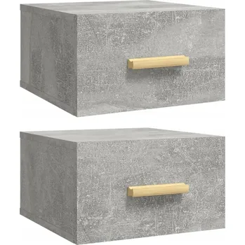 Noční stolek Závěsné noční stolky z dřevotřísky, 35x35x20 cm, Šedá beton