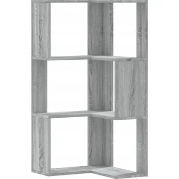 Knihovna Rohová police 3-úrovňová šedá dub sonoma, 50x50x102 cm