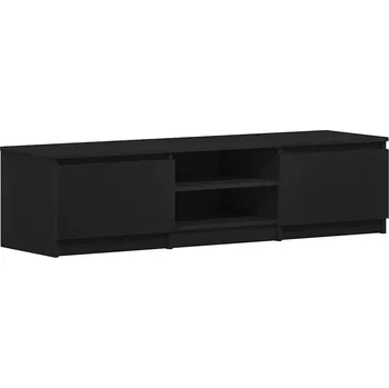 Televizní stolek TV stolek, černý, dřevěný materiál, 140x40x35,5 cm, 2 dvířka