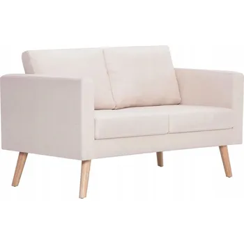 Pohovka Dvojmístná pohovka s dřevěným rámem, krémová, 116x70x73 cm