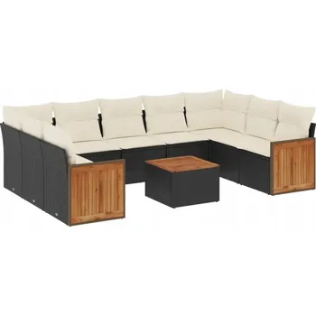 Sedací souprava Ratanová sedací souprava s úložným prostorem, černá, modulární