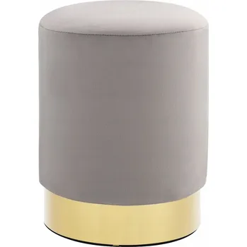 Stolička Sametová stolička ve tvaru sudu, světle šedá a zlatá, 28x36 cm