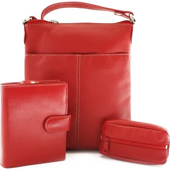 Arwel Červená sada dámské kabelky, peněženky a klíčenky 412-3013-9769-2418-31
