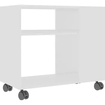 Konferenční stolek Bílý odkládací stolek na kolečkách z dřevěného materiálu, 70x35x55 cm