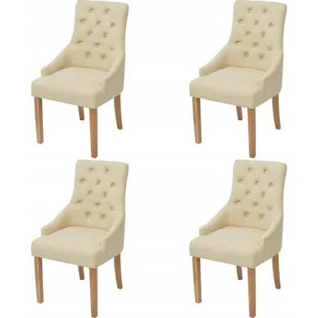 Jídelní židle Sada 4 Jídelních Židlí s Opěrkami na Ruce, Krémové, 52x60x95,5 cm