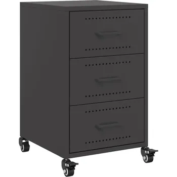 Noční stolek Noční stolek na kolečkách, ocel válcovaná za studena, černá, 36x39x59 cm, 3