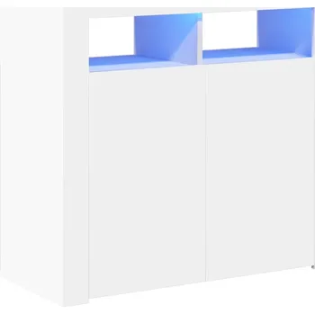 Komoda Skříňka s RGB LED osvětlením, dřevěná, bílá, 80x35x75 cm