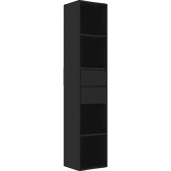 Knihovna Regál se 4 policemi a 2 zásuvkami, černý, 36 x 30 x 171 cm