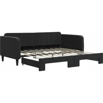 Pohovka Černá rozkládací lenoška 2 v 1, 213 x 100 x 75 cm, samet