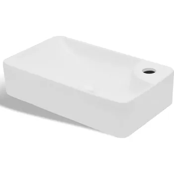 Umyvadlo Keramické umyvadlo na desku, bílé, 440x250x100 mm, otvory 4,5 cm a 3,5 cm