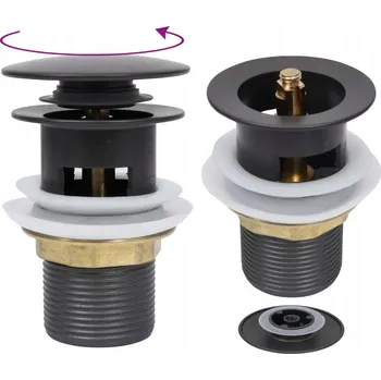 Sifon Zátka umyvadlová Click-Clack s přepadem, zinek a mosaz, šedá, 6,4x6,4x9,1 cm