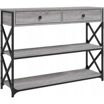 Konferenční stolek Konzolový stolek v industriálním stylu, šedý dub sonoma, 100x28x75 cm