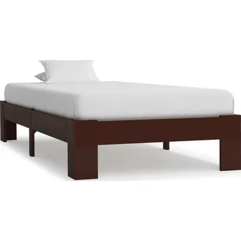 Postel Rám postele 100x200 cm z masivního borovicového dřeva, tmavě hnědá, 213x105x30 cm