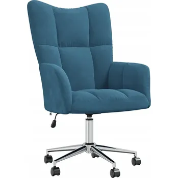 Křeslo Otočné křeslo z aksamitu, nastavitelné, modré 61,5x69x(94,5-102) cm