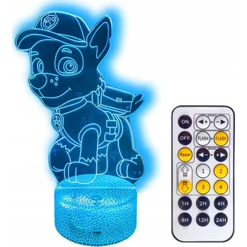 Lampička 3D LED Noční lampa Tlapková patrola Rocky USB + DÁLKOVÝ OVLADAČ