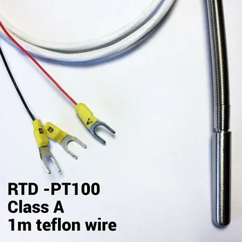 RTD PT100 Teplotní čidlo s Teflonovým kabelem - 1m