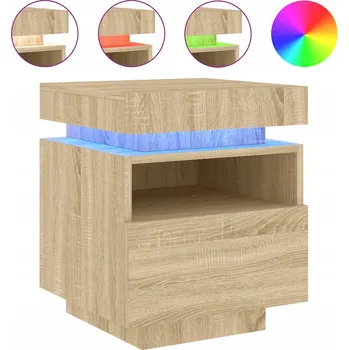 Noční stolek LED RGB Noční stolek z dřevotřísky, dub sonoma