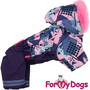 Obleček pro psa FOR MY DOGS Overal VIOLET SHAPES, fialovo-růžový Velikost: 22/XXXL