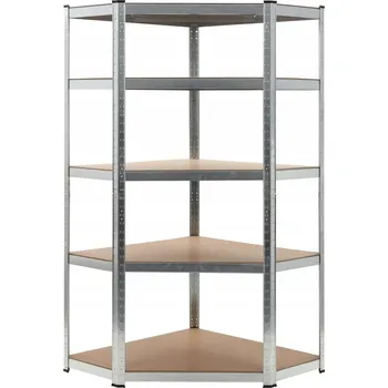 Dílenský regál Rohový regál s nastavitelnými policemi, Ocel, 90x90x180 cm