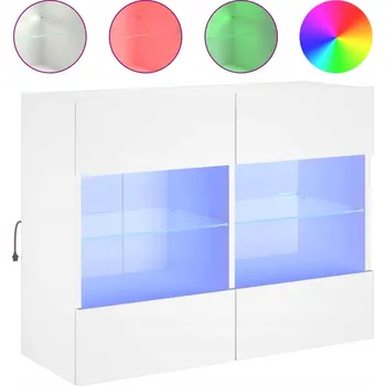 Televizní stolek Závěsná skříňka pod TV s RGB LED osvětlením, bílá, 78,5x30x60,5 cm