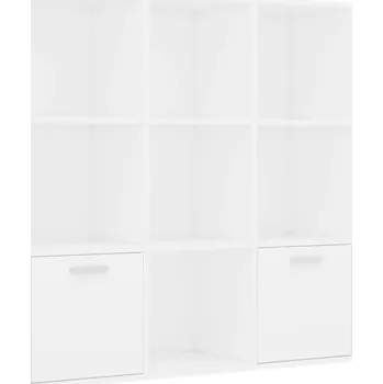 Knihovna Regál na knihy se 7 policemi a 2 dvířky, bílý, 98 x 30 x 98 cm