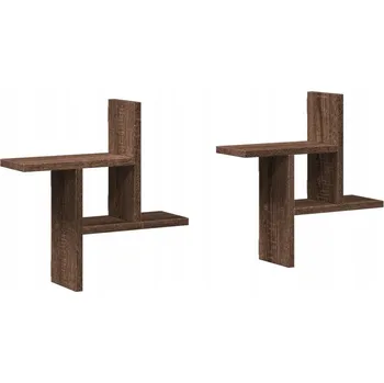 police Nástěnné police závěsné, dřevotříska, hnědý dub, 38x12x38 cm