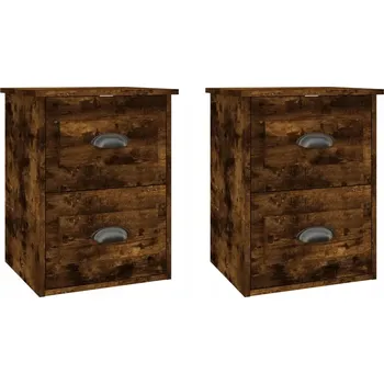 Noční stolek Závěsné noční stolky se 2 zásuvkami, kouřový dub, 41,5x36x53 cm