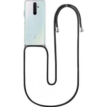 Pouzdro na mobilní telefon Kryt Xiaomi Redmi Note 8 Pro s černou šňůrkou průhledný (obal neboli pouzdro na Xiaomi Redmi Note 8 Pro)
