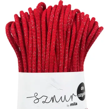 Příze MILA šňůry na šití 6mm/50m GLITTER červená stříbrná