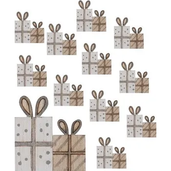 Vánoční dekorace Anděl Přerov s.r.o. Dárky s lepíkem 3 cm, 12 ks - výběr barvy Barva (komplet): Šedá