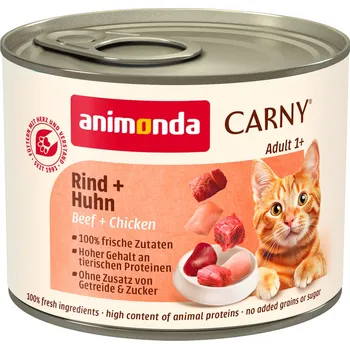 Krmivo pro kočku 12x200g animonda Carny Adult - Hovězí & kuře