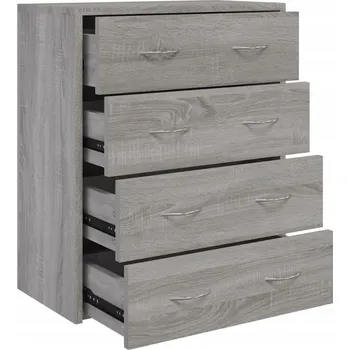 Komoda Komoda se 4 zásuvkami, dřevěná, šedý dub sonoma, 60 x 30,5 x 71 cm