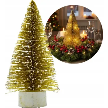 Vánoční dekorace LED Vánoční Stromek na Baterie Zlatá Brokátová Figurka 15 cm