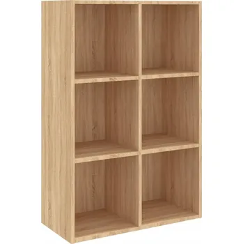 Knihovna Knihovna/Regál se 6 přihrádkami, dub sonoma, 66x30x98 cm